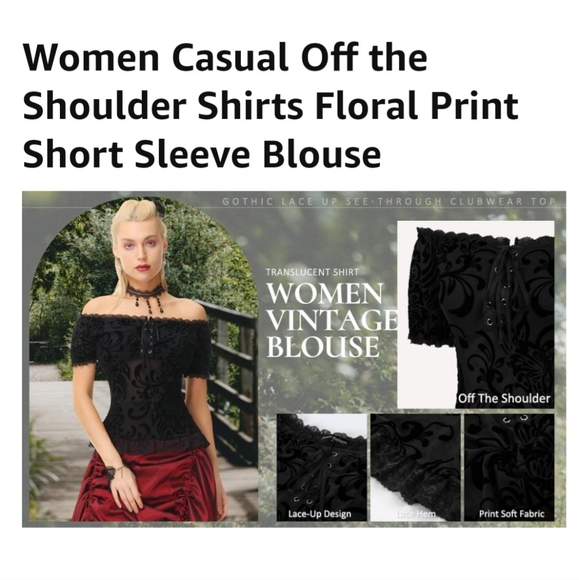 NWT Scarlet Darkness Top Off the Shoulder Floral Print Short Sleeve Top XL 16-18 - Picture 6 of 8